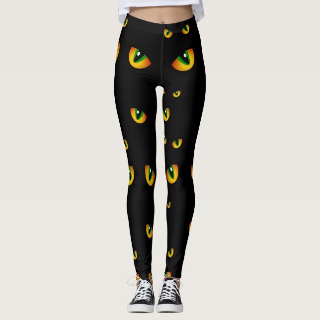 Niedliche schwarze Halloween-Katzenaugen in der Na Leggings (Vorderseite)