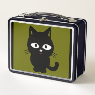 NIEDLICHE SCHWARZE KATTENRETRO METAL LUNCHBOX