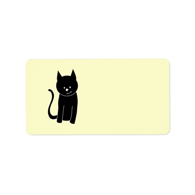 Niedliche Schwarze Katze Adressaufkleber (Vorne)