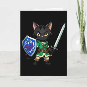 Niedliche schwarze Katze als Retro-Videospielfigur Karte