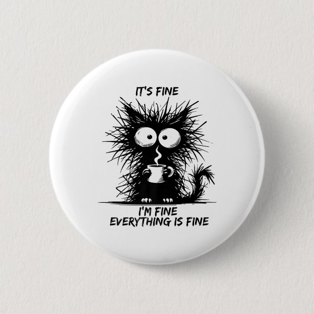 Niedliche schwarze Katze Es ist gut, ich bin gut a Button (Vorderseite)