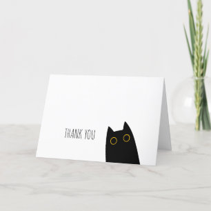Niedliche schwarze Katze Faltkarte Danke Karte