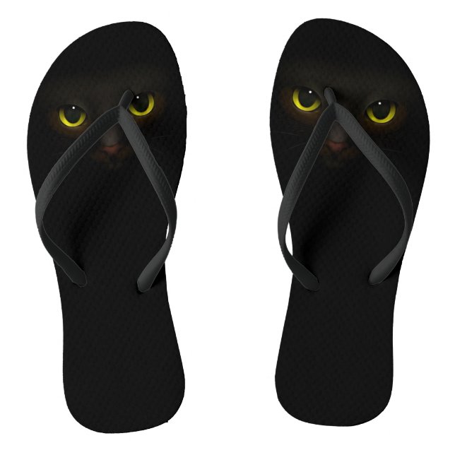 Niedliche Schwarze Katze Flip Flops (Fußbett)