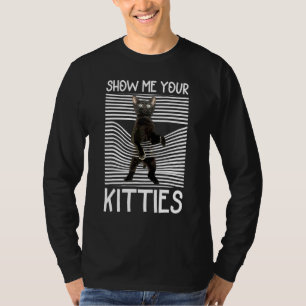 Niedliche Schwarze Katze für Männer Frauen zeigen  T-Shirt