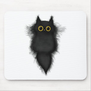 Niedliche Schwarze Katze Gelbe Augen Katzenwelse K Mousepad