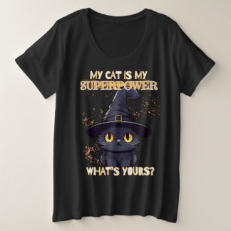 Niedliche Schwarze Katze Große Größe T-Shirt