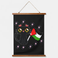 niedliche schwarze Katze hält Palästinenserflagge