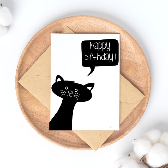 Niedliche Schwarze Katze - Happy Birthday Postcard Postkarte (Von Creator hochgeladen)