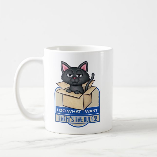 Niedliche schwarze Katze Ich tue, was ich Gewollt  Kaffeetasse (Links)