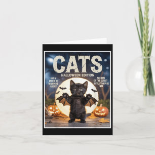 Niedliche schwarze Katze im Bat Kostüm Halloween Z Karte