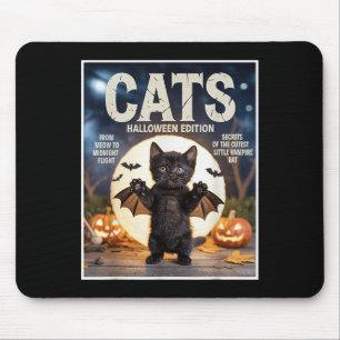 Niedliche schwarze Katze im Bat Kostüm Halloween Z Mousepad