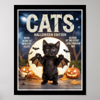 Niedliche schwarze Katze im Bat Kostüm Halloween Z