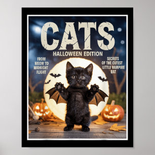 Niedliche schwarze Katze im Bat Kostüm Halloween Z Poster
