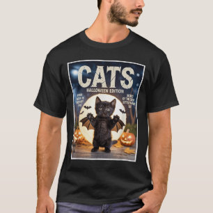 Niedliche schwarze Katze im Bat Kostüm Halloween Z T-Shirt