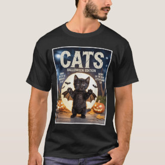 Niedliche schwarze Katze im Bat Kostüm Halloween Z T-Shirt