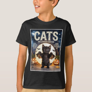 Niedliche schwarze Katze im Bat Kostüm Halloween Z T-Shirt