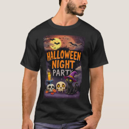 Niedliche Schwarze Katze im Hexenhut Halloween Nig T-Shirt