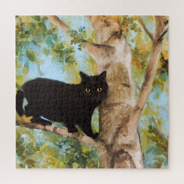 Niedliche Schwarze Katze im Rätsel der Schönen Kün Puzzle (Vertikal)