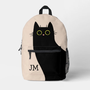 Niedliche schwarze Katze im Stil des Mitteljahrhun Bedruckter Rucksack