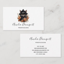 Niedliche schwarze Katze in einem Hexenhut Visitenkarte