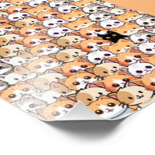 Niedliche schwarze Katze in orangefarbenen Katzen  Fotodruck