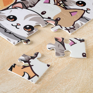 Niedliche schwarze Katze in orangefarbenen Katzen  Puzzle