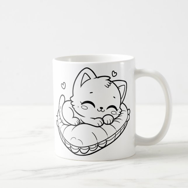 Niedliche Schwarze Katze Kaffeetasse (Rechts)