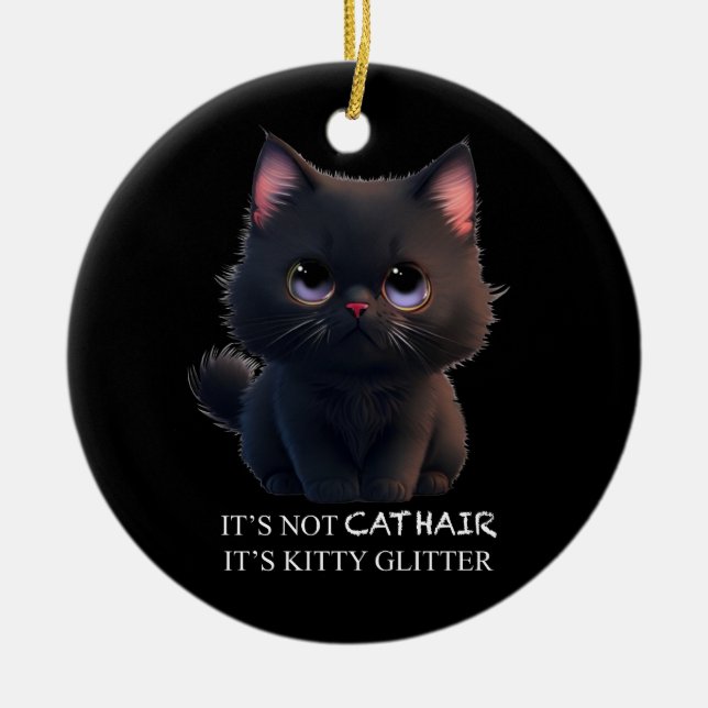 Niedliche schwarze Katze Keramik Ornament (Vorne)