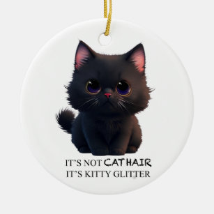Niedliche schwarze Katze Keramik Ornament