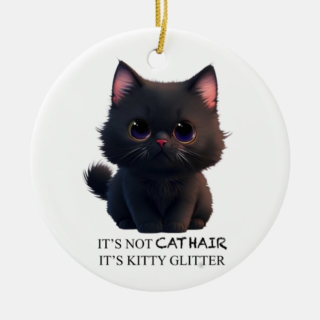 Niedliche schwarze Katze Keramik Ornament (Vorne)