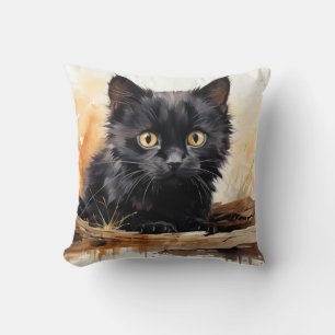 Niedliche Schwarze Katze Kissen