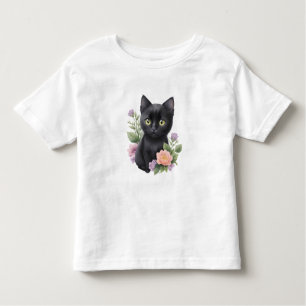 Niedliche schwarze Katze Kleinkind T-shirt