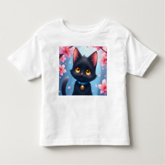 Niedliche Schwarze Katze Kleinkind T-shirt