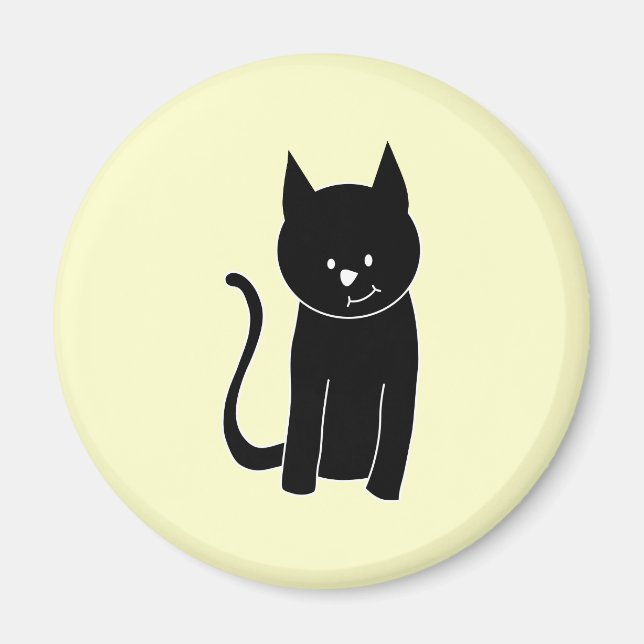 Niedliche Schwarze Katze Magnet (Vorne)