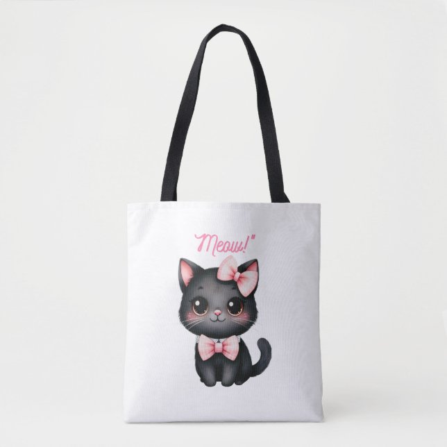 Niedliche Schwarze Katze mit Bow für Halloween-Dek (Vorderseite)