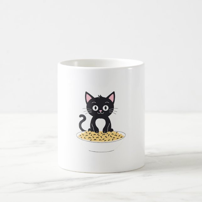 Niedliche Schwarze Katze mit Essen Kaffeetasse (Mittel)