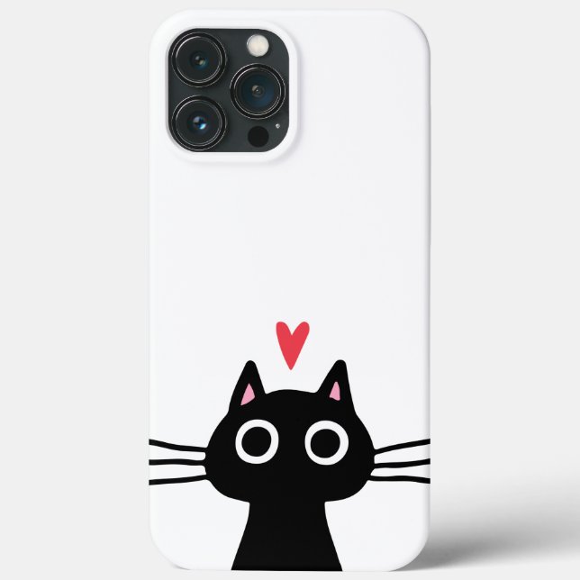 Niedliche schwarze Katze mit Herz Case-Mate iPhone Hülle (Rückseite)