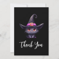 Niedliche schwarze Katze mit Hexenhut