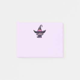 Niedliche schwarze Katze mit Hexenhut Post-it Klebezettel