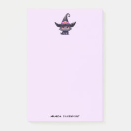 Niedliche schwarze Katze mit Hexenhut Post-it Klebezettel