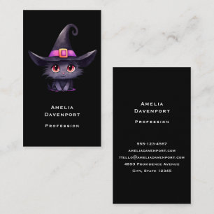 Niedliche schwarze Katze mit Hexenhut Visitenkarte
