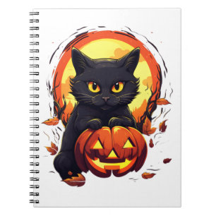 Niedliche Schwarze Katze mit Pumpkin Notizblock