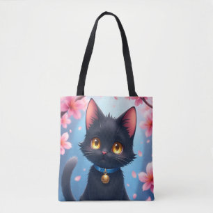 Niedliche Schwarze Katze mit Sakura Blume Totbeute