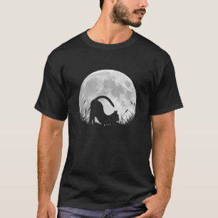 Niedliche Schwarze Katze mit Vollmond Hallo T-Shirt