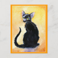 Niedliche schwarze Katze oder Kätzchen Postkarte