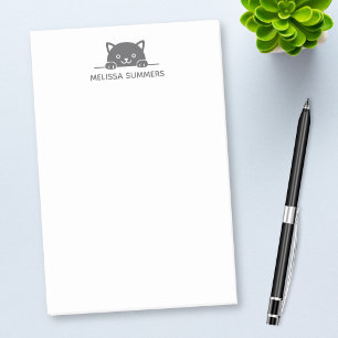 Niedliche Schwarze Katze Peeking über Individuelle Post-it Klebezettel