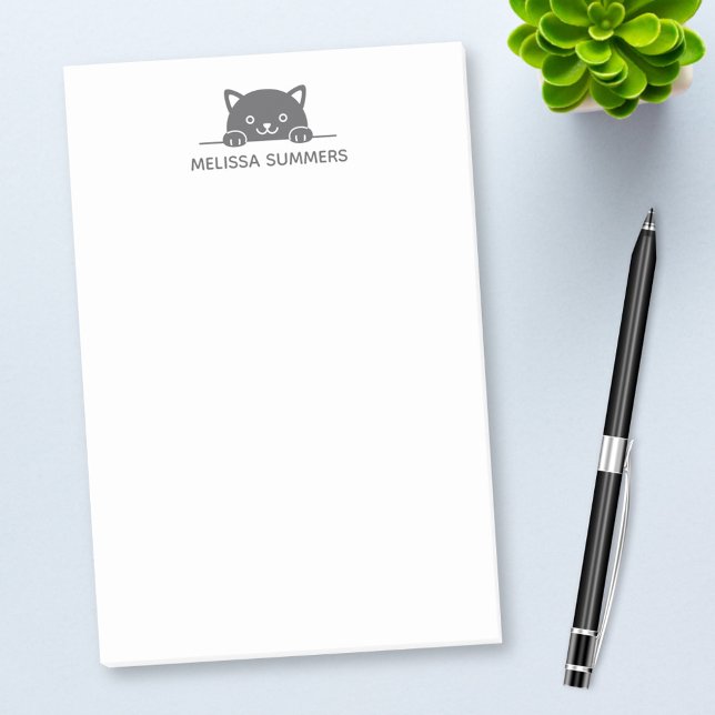 Niedliche Schwarze Katze Peeking über Individuelle Post-it Klebezettel (Von Creator hochgeladen)