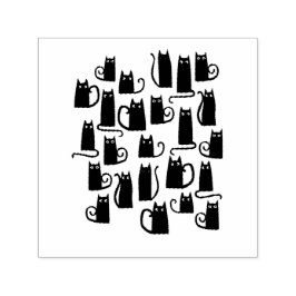 Niedliche Schwarze Katze Permastempel