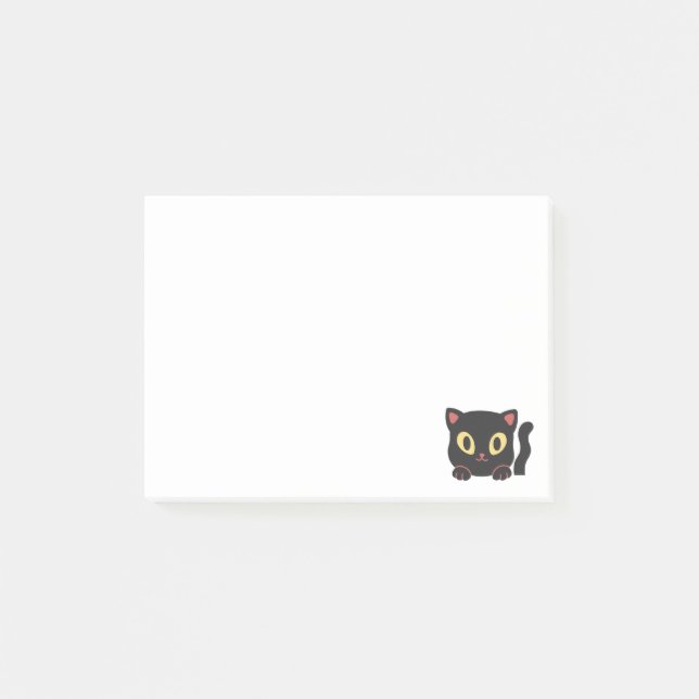 Niedliche Schwarze Katze Post-it Klebezettel (Vorderseite)