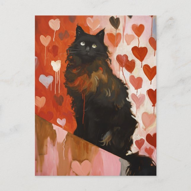Niedliche Schwarze Katze Postkarte (Vorderseite)